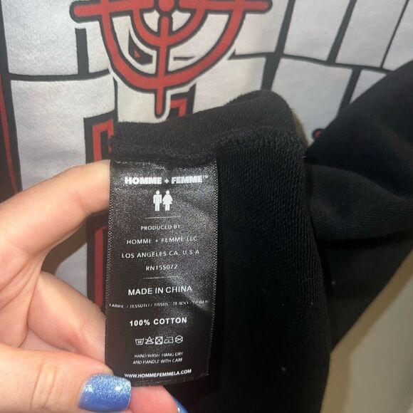 ✨Homme & Femme Sz Small Black Hoodie✨ - Picture 6 of 6